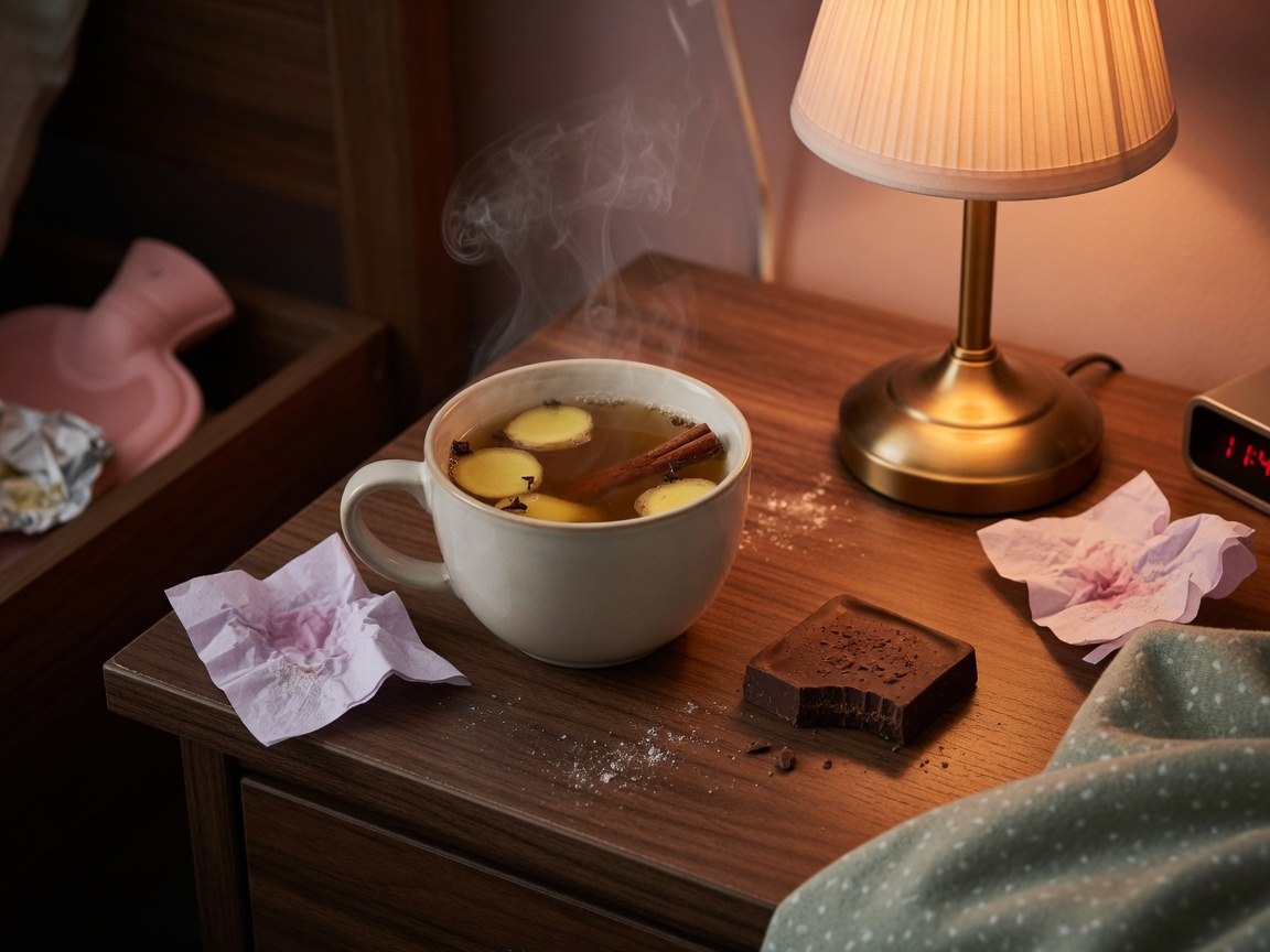 Ginger egg porridge and warm tea in the evening