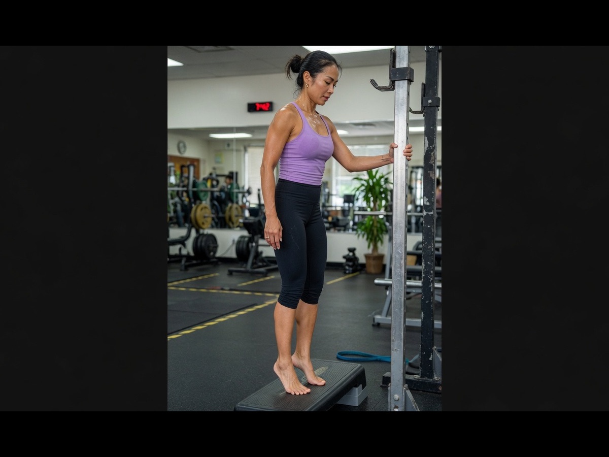 Standing calf raise on a step